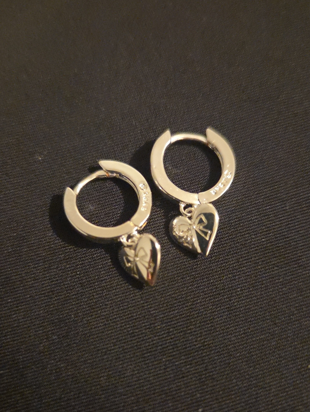 Silver Heart Charm Hoop Earrings - Childrens Jewelry